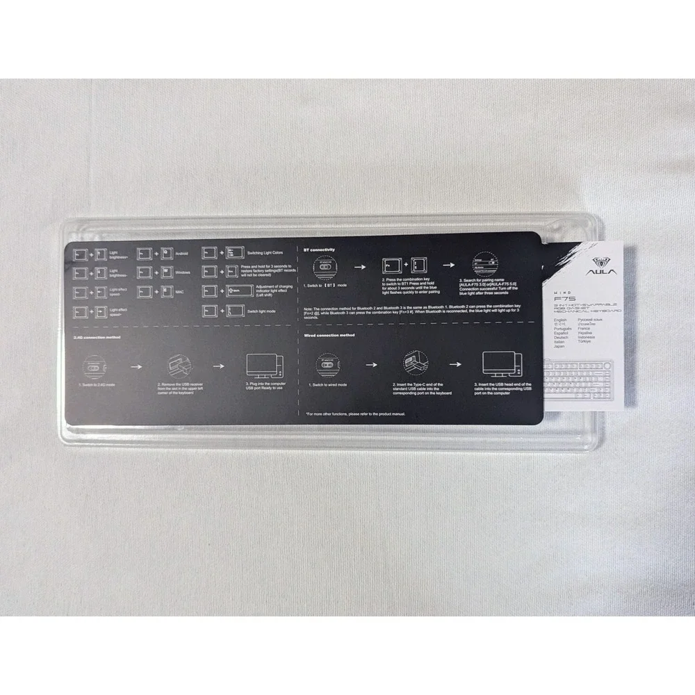 AULA F75 Wireless Mechanical Keyboard Ice Blue Gray Wood Switch V3 Gasket 75%